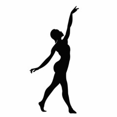 silhouette girl dancing on a white background