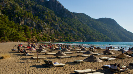Fototapeta na wymiar Spawning place of loggerhead turtles; Iztuzu beach. It is known for its blue crab and golden sands. Next to the Dalyan delta.