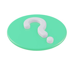 3d cartoon question icon isolated on white background. Mobile app symbol, ask sign. 3d render illustration