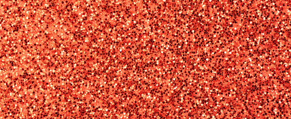 Red glitter texture. Banner background. High detailed, macro, abstract glitter lights for new year, christmas decoration and celebration. Graphic design concept photo