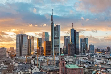 Foto auf Acrylglas Skyline Skyline von Frankfurt am Main am Abend