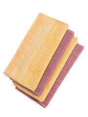 folded colored towels on white background