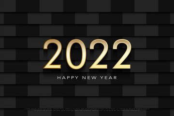 happy new year with realistic brick wall background.