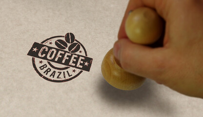 Coffee Brazil stamp and stamping