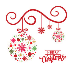 Beautiful christmas balls of snowflakes design.