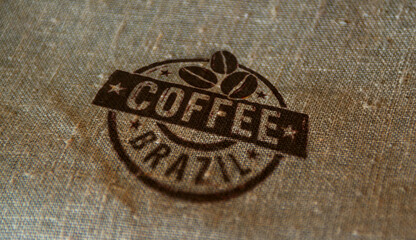 Fototapeta na wymiar Coffee Brazil stamp and stamping