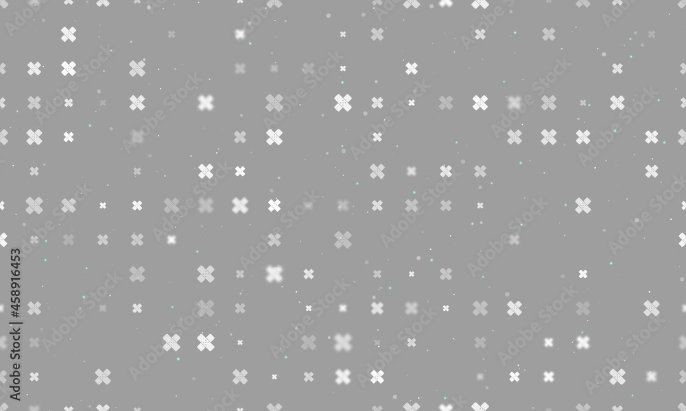Poster seamless background pattern of evenly spaced white adhesive plaster symbols of different sizes and o