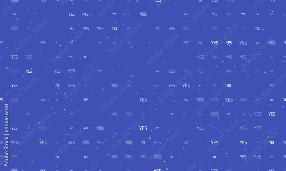 Poster seamless background pattern of evenly spaced white yes symbols of different sizes and opacity. vecto