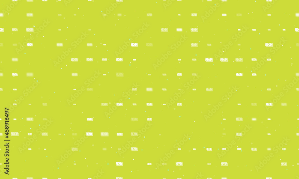 Poster seamless background pattern of evenly spaced white money bundle symbols of different sizes and opaci