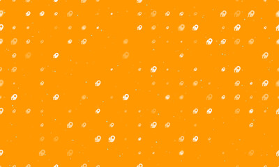 Seamless background pattern of evenly spaced white real estate location symbols of different sizes and opacity. Vector illustration on orange background with stars