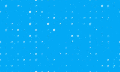 Seamless background pattern of evenly spaced white bigender symbols of different sizes and opacity. Vector illustration on light blue background with stars