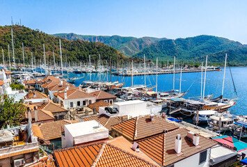Fototapeta premium Marmaris is a port city and tourist resort on the Mediterranean coast, along the shoreline of the Turkish Riviera. 