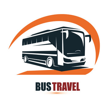 modern tour bus symbol, stylized icon for logo or emblem template