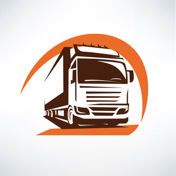 europian truck outlined vector symbol