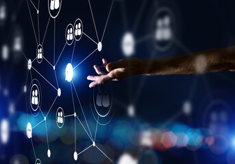 Presenting modern wireless technologies as means of communucation and networking on dark background