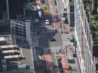 Manhattan, New York City, New York United States - August 29 2021: Street intersection with...
