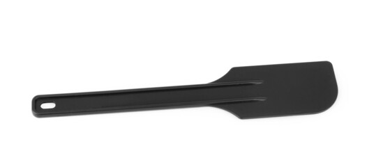 Silicone spatula with wooden handle on white background