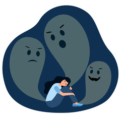 Woman with mental illness or mental disorder psychological depression concept. Psychotherapy. Patient need mental therapy.