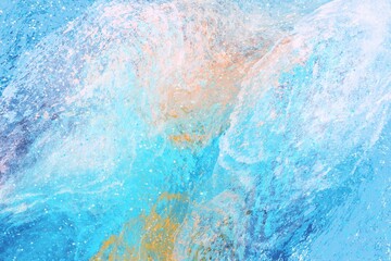 abstract watercolor painted background, blue and orange color splash