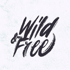 Wild and Free. Vector handwritten lettering.