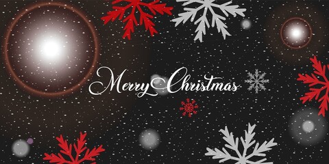 Merry christmas and happy new year with realistic christmas black background