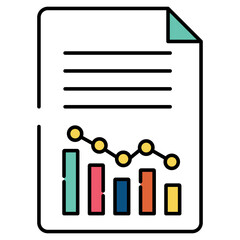 A flat design icon of data report