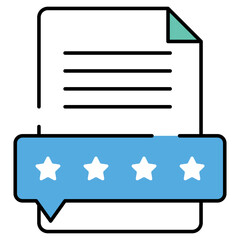 Stars on folded paper, flat design icon of customer rating
