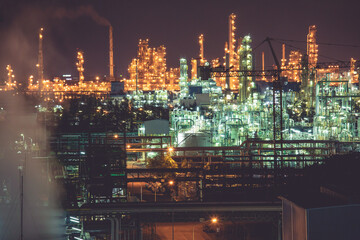 Night scene of oil refinery plant  of Petrochemistry industry