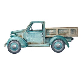 old green truck isolated on white © Marina