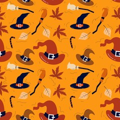 Witchy Party Halloween seamless pattern