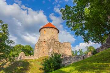 Fototapeta na wymiar Old town, city, castle and park in Cesis, Latvia