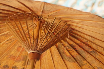 handcrafted wooden vintage umbrella with framework