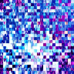 Optical low poly pixel grid dye blur texture background. Seamless washed out geometric ombre effect. 80s style retro square shape pattern. High resolution funky beach wear fashion textile tile.