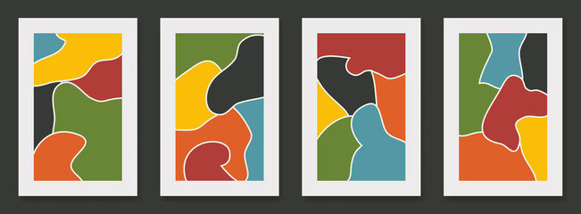 Set of 4 abstract wall art posters vector illustration