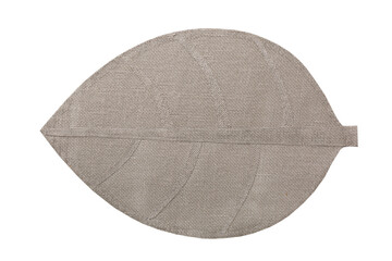 top view of isolated in the form of a leaf placemat for food. Close up of bamboo mat Empty space for your design