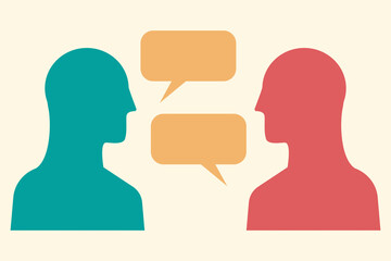 People from different culture speaking the same language. Flat design digital  illustration. 