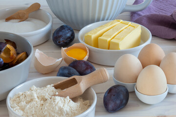 ingredients for baking plum cake