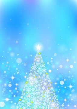 クリスマス イルミネーションのシンプルな風景　ブルー