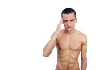 Fototapeta premium Attractive young man and health problems.