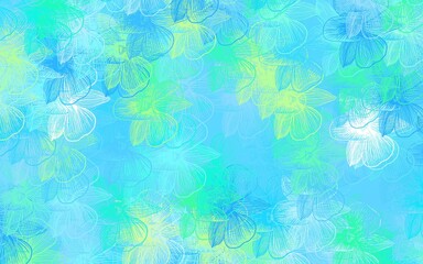 Light Blue, Green vector natural pattern with flowers.