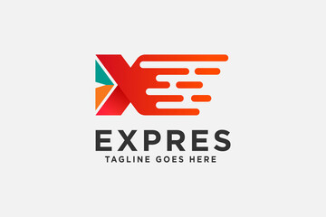 express delivery logo design, letter X with fast tail arrow , cargo shipping drop ship vector graphic logo design illustration