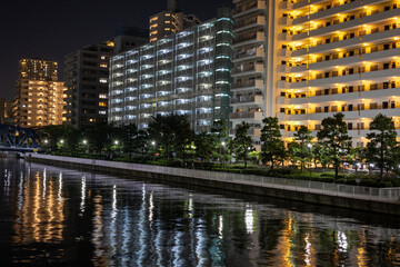 東京都江東区清澄白河周辺の夜景
