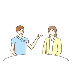 介護士に相談する笑顔の女性