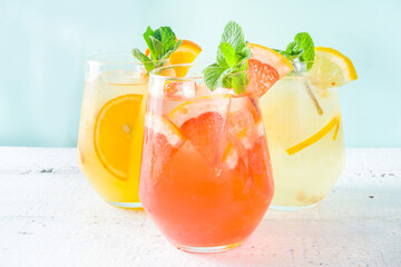 Set of various lemonades