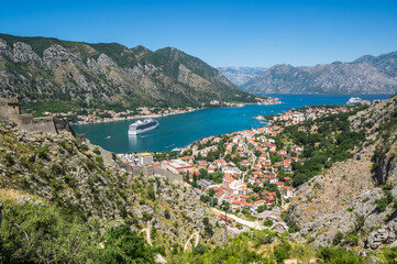 Fototapeta na wymiar Panorama of the Bay of Kotor and the town
