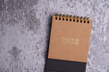 happy new year calendar 2022 on cement top