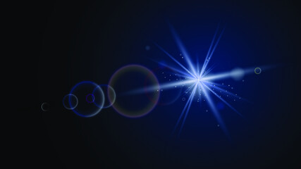 Abstract lighting digital lens flare dark background