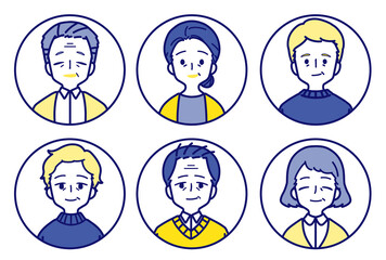 人物アイコンセット_シニア_笑顔