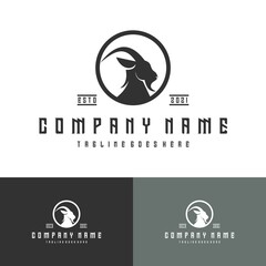 goat head art classic vintage logo circle vector icon illustration design