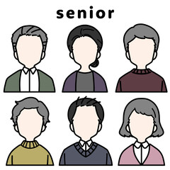 人物イラストセット_シニア_顔無し